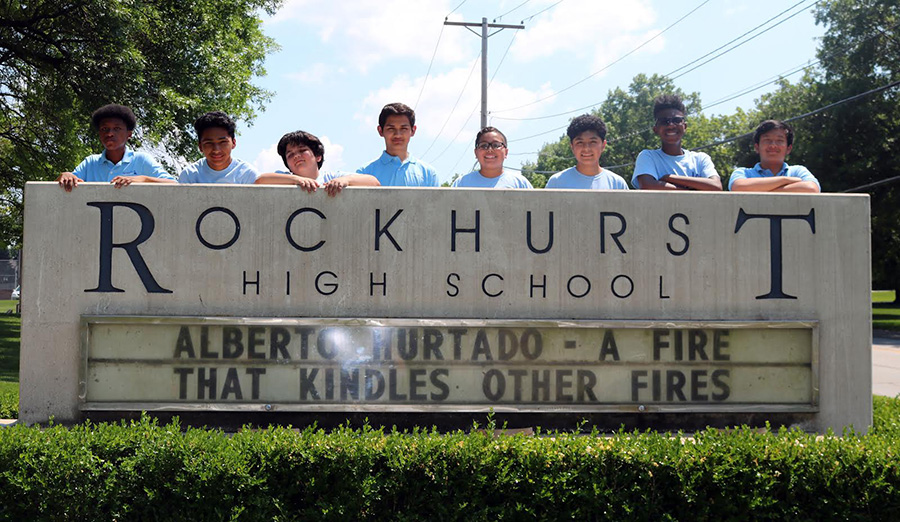 2018 Graduates of the Hurtado Scholars program, most of whom will graduate from Rockhurst in May 2023.