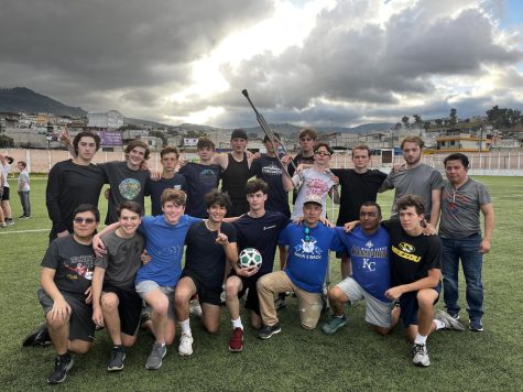 After winning the Guatemala Cup during Senior Service Project 2023, the black shirt team celebrates their hard earned victory with Coach Marvin Grilliot and Team Captain Grant Anielak. 