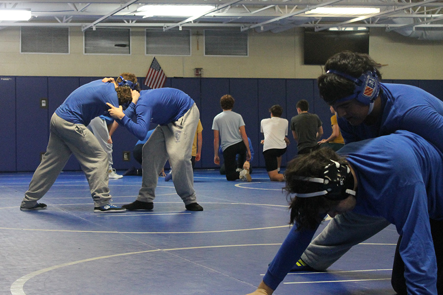 Wrestlers going through their skills work on Nov. 12, 2024 during the first week of practices.